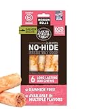 Earth Animal No Hide Medium Salmon Flavored Natural Rawhide Free Dog Chews Long Lasting Chew Sticks | Treats for Large Dogs | Great for Aggressive Chewers - 6 Count