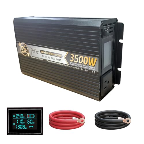 Image of 1600W Continuous 3500W Peak Pure Sine Wave Power Inverter, 9 Protections, LCD Display, Dual Cooling Fans, Car RV Camping Emergency Converter for Home Appliances & Power Tools (12, Volts)