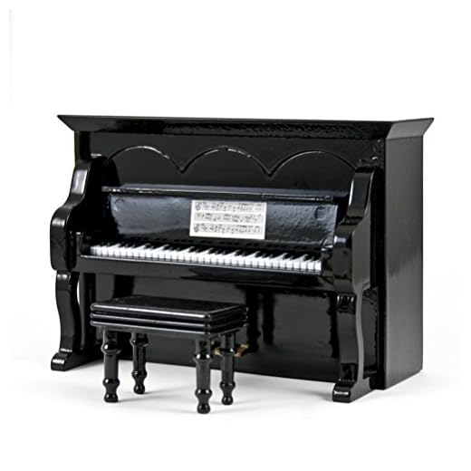 Miniature 18 Note Musical Hi - Gloss Black Upright Piano with Bench - Many Songs to Choose - Rose, The (A. McBroom/B Midler)