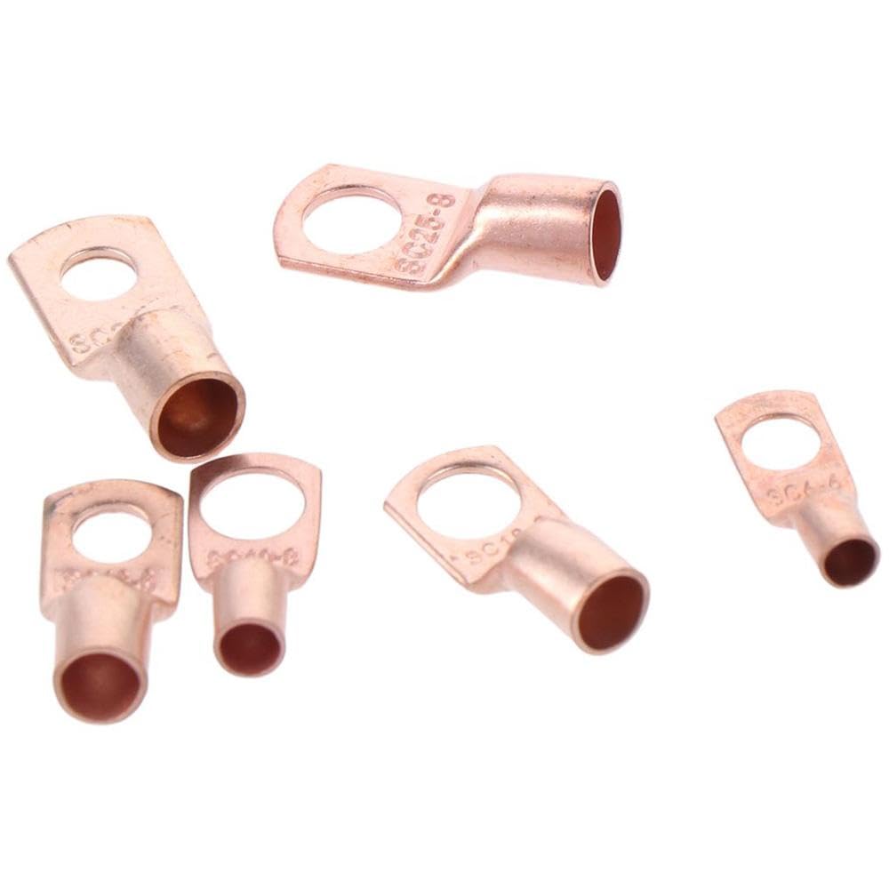 HOBBYIN 60Pcs Assorted Wire Lugs Battery Cable Ends, SC6-25 Heavy Duty Eyelets SC Ring Terminals Connectors Electrical Eyelets Terminals Assortment Kit
