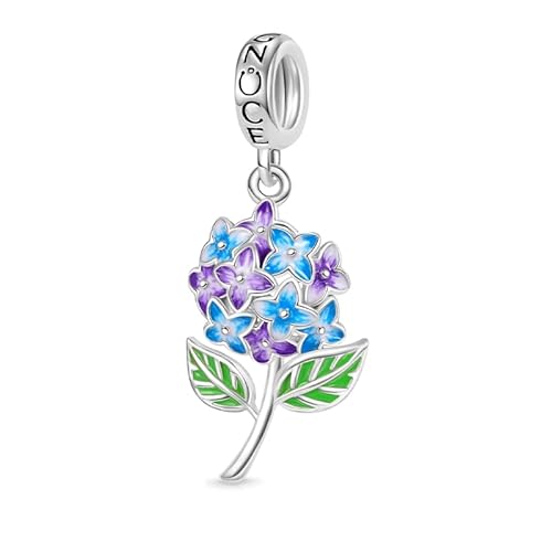 GNOCE Blooming Hydrangea Flower Pendant Dangle Charm for Women, S925