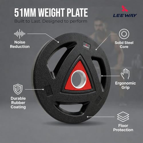 Image of LEEWAY Professional Olympic Strength Plates 100kg Set | 51mm Standard Hole Size | Odor-Free Safe Tri-Grip Design | Olympic Barbell Compatible | Durable Floor-Safe | Best Home Gym (2.5X4+5X4+7.5X4+10X4)