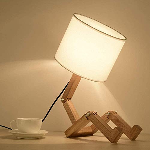 Lampe de table scandinave en bois articulée pour bureau et lecture