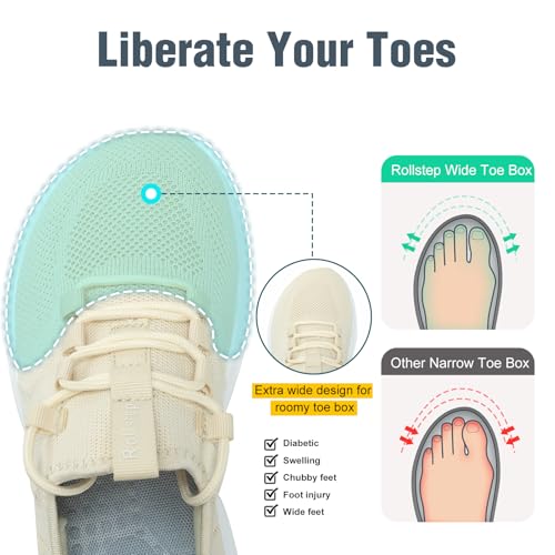 Image of Wide Toe Box Shoes Women Extra Wide Width Sneakers Air Cushion Road Running Shoes Ultra Light Tennis Gym Workout Training Shoes Breathable Walking Shoes with Arch Support