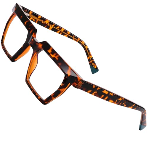 Image of Blue Light Blocking Glasses, TR90 Rectangle Computer Glasses With Anti Eyestrain & UV Glare Protection (Tortoise)