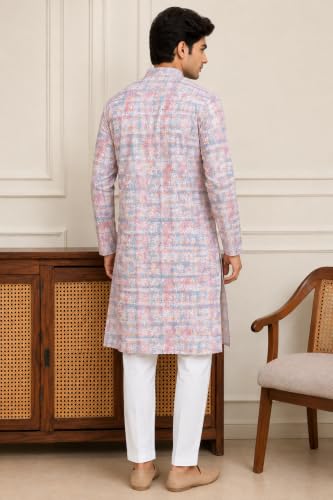 Image of FOXDX Men's Traditional Cotton Floral Printed Only Kurta