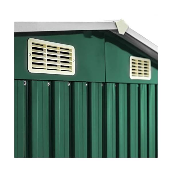 ZeoTioo Geräteschuppen Gerätehaus Metall 204x132x185 cm Gartenschuppen grün Gartenhaus – Bild 4