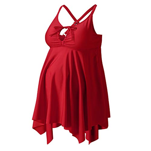 Pregnant Woman Two Piece Set Of Solid Color Strap Maternity Swimsuit Skirt Swimming Suits For Boys 13 Years Red #TOP2