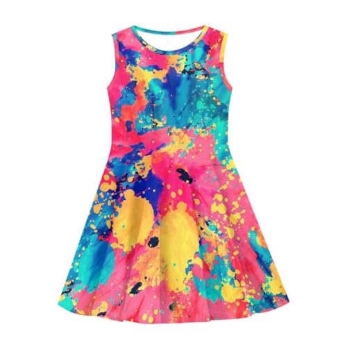 GLUDEAR Girls Print Summer Sleeveless A-line Swing Flared Dresses Toddler Casual Party Skater Dress 3-16 Years4