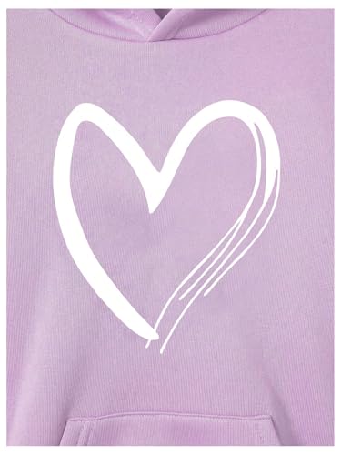 Floerns Girl's Hearts Print Long Sleeve Hooded Neck Pullovers Hoodie Sweatshirts4
