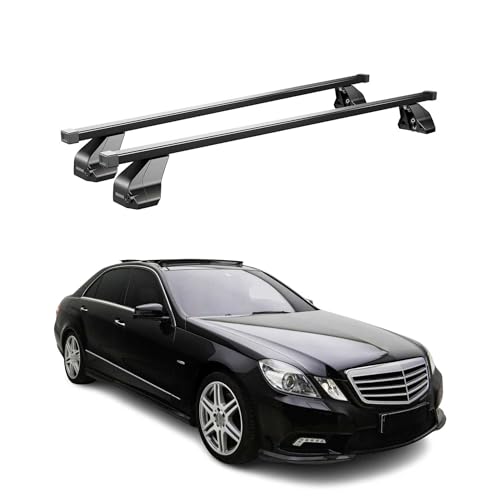 Barre portapacchi compatibili con Mercedes Classe E W212 2009 – 2013 | Portabici portapacchi portapacchi portapacchi in acciaio di alta qualità nero 2 TLG 75 kg