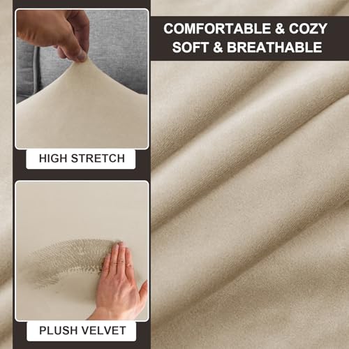 Fundas de terciopelo para silla y otomana elásticas y protector de sofá 4