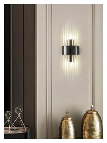 Lámpara de pasillo de pared con cristal decorativo negro 4