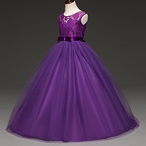 Big Girl Flower Lace Princess Tulle Long Dress for Kids Prom Formal Pageant Dance Gown2