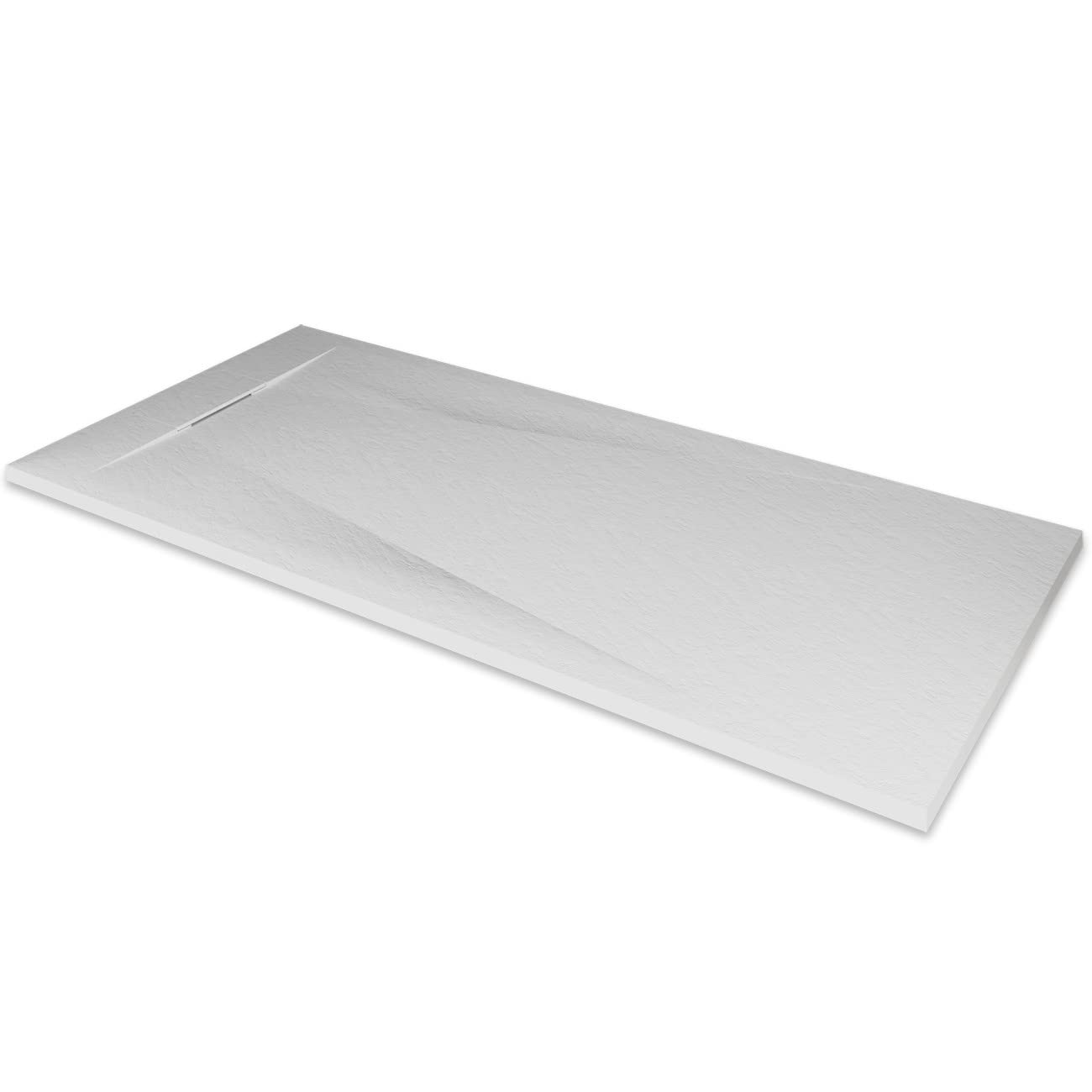 POLAR Receveur de douche blanc extra-plat antidérapant texture pierre 90 x 120 cm + bonde