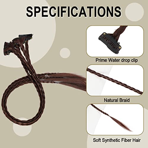 5 Pcs Dark Brown Hair Extensions Baby Braids Front Side Bang Long Braided Ponytail Extension Party Colorful Clip In Hair Extensions 22 Inch Straight Synthetic Hairpieces For Women Kids Girls Halloween Christmas Cosplay (22 Inch-Braided, Dark Brown) #TOP1