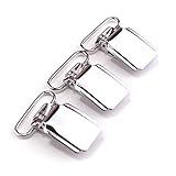 Sutoyuen 1” Heavy Duty Suspender Clips Shiny Silver Metal Clips for Men Boy Suspenders Mitten Clips Bed Sheet Straps Clips Toy Holder Fastener Bed Sheet Clip (20pcs)