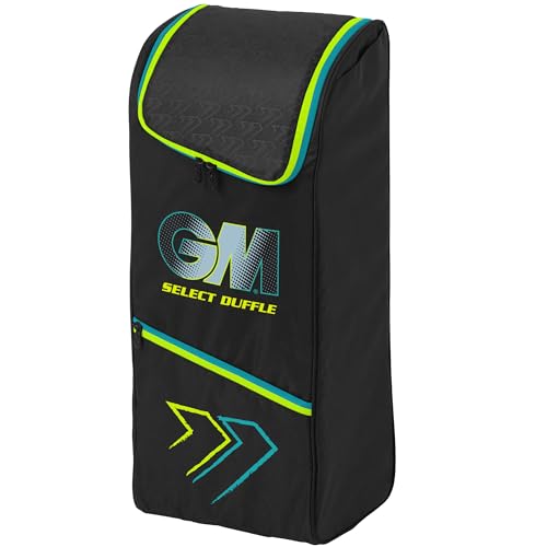 Gunn & Moore GM Cricket Duffel Bag | Select Duffle | Bat Pocket | Padded Shoulder Straps | Volume - 55 litres | Tough 600 Denier Polyester | Aion Cyan & Fluro
