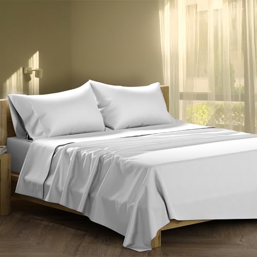 XOOX Linen Cotton Sheets Queen Size Set - 100% Cotton 500 Thread Count Queen Sheet Set (4 PC...
