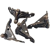 Unlorspy 24Pcs Copper Antique Brass Jewelry Box Legs, Decorative Feet Hardware Corner Protector, Zinc Alloy Box Legs for Wood Case Jewelry Chest Storage/Crafters