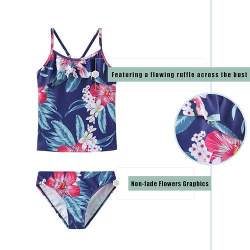 Image of Girls Two Piece Swimsuits Tankini Bathing Suit for Kids Hawaiian Swimwear Set 3-16 Years