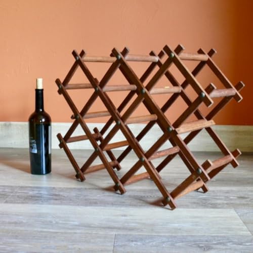 Soporte para 8 Botellas de Vino de Madera de Teca Plegable miniatura 4