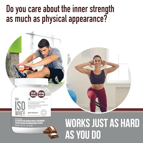 Image of 100% Protein Isolate, Irish Chocolate | 1.8kg, 60 Servings in Pack of 4 | Muscle Strength and Bone Health | 24g Protein, 329 mg Calcium, 5.5g BCAA, Essential Vitamins, Minerals | For All Gender | Athletes, Sports, Fitness Enthusiasts