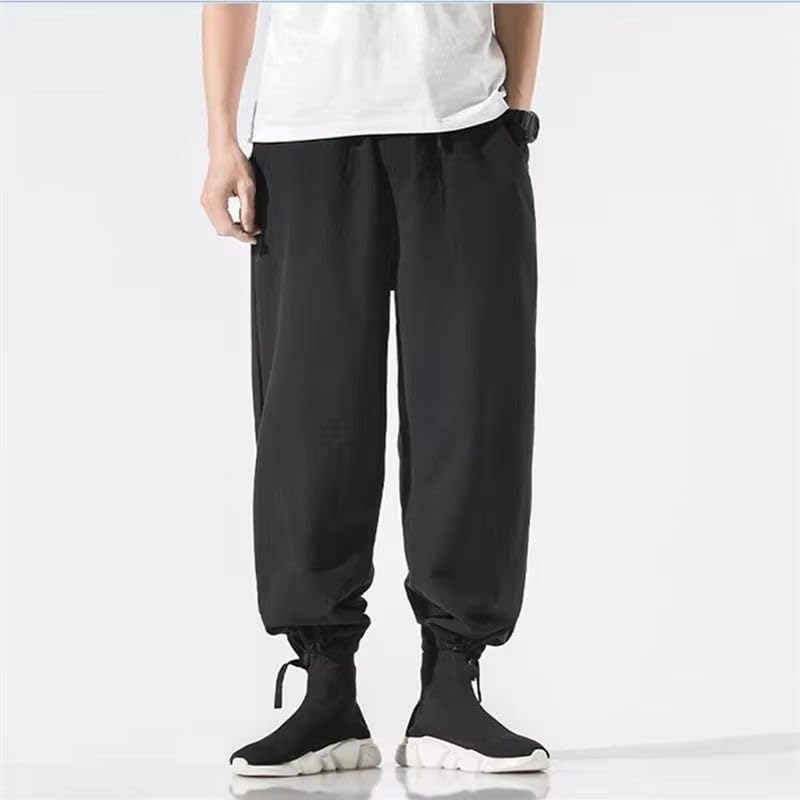 Pantalon à jambe large homme coupe droite fluide style chinois traditionnel