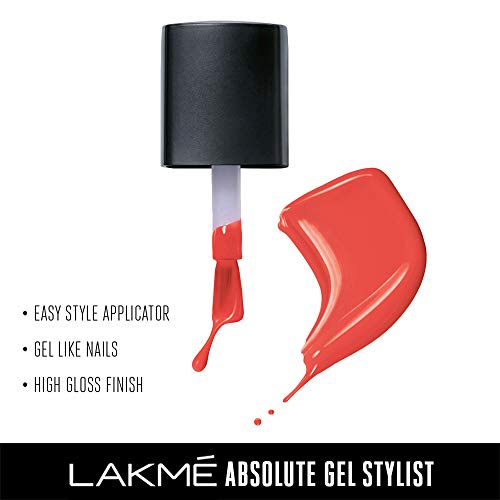 Image of Lakme Absolute Gel Stylist Nail Color, Coral Rush, 12ml