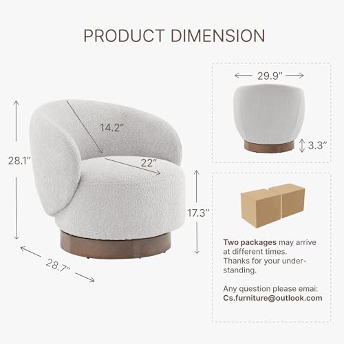 Image of KISLOT Swivel Accent Chair Round Barrel Armchair Upholstered Performance Fabric for Living Room Bedroom Waitingroom,2 Box,Light Grey