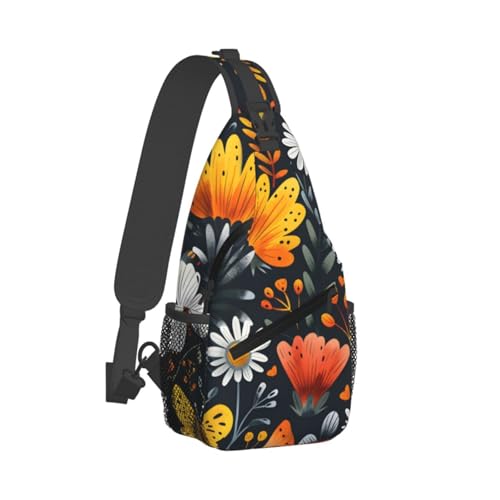 Morrales cruzados unisex con patrón flor mariposa miniatura 2