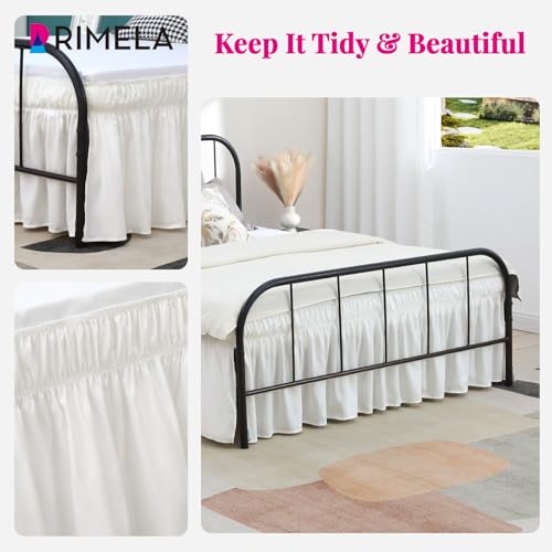 RIMELA Ivory White Bed Skirts with Split Corners Queen Size 15 Inch Drop,Elastic Bed Skirting Wrap Around, Easy to Install Dust Ruffles,Soft Fabric Machine Washable by RIMELA - Image 7