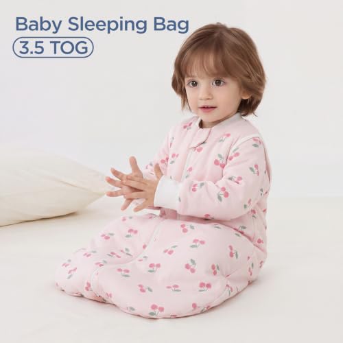Image of Duomiaomiao 3.5 TOG Baby Sleep Sack 100% Cotton Winter Long Sleeve Baby Wearable Blanket, Super Warm Quilted Comfy Toddler Sleeping Sack