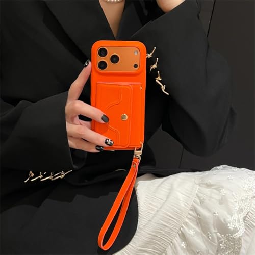 Étui portefeuille iPhone 12 en cuir chic orange avec coque antichoc rigide