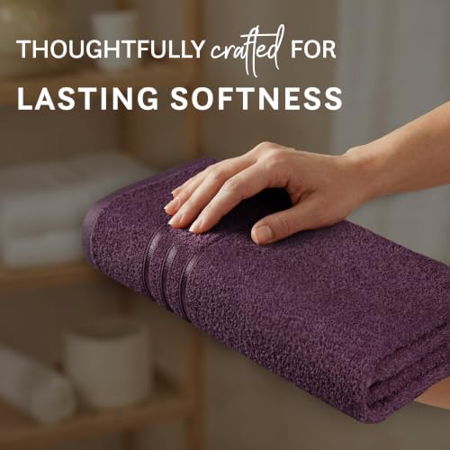 Image of MYTRIDENT Bath Towel | Comfort Living | Quick Drying | Travel Friendly | for Men /Women | 1 Piece Large Size | 100% Cotton 400 GSM | 70cms x 140cms - Black Currant