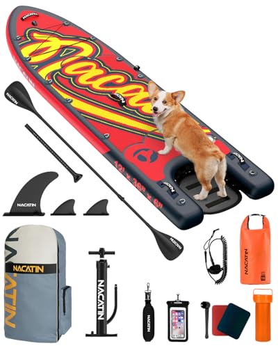 NACATIN Inflatable Paddle Board with Dog Ramp Kit