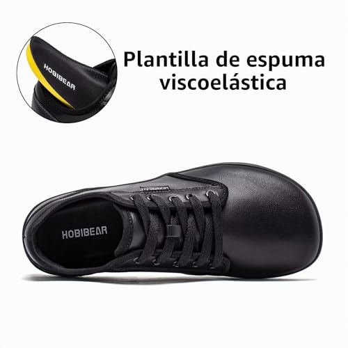Miniatura 5 de Hobibear Unisex Amplia Descalzo Zapatos Para Hombres Womens Minimalista Zapatillas Zero Drop Zapatos Ligeros Cómodo Negro,Eu 42