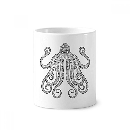 Porte-stylo pieuvre noire pour bureau et tasse céramique blanche 350ml
