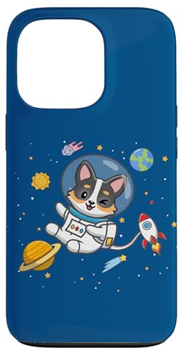 Funny Kawaii Kids Space Astronaut Black Tricolor Corgi Lover �X�}�z�P�[�X iPhone 13 Pro �p