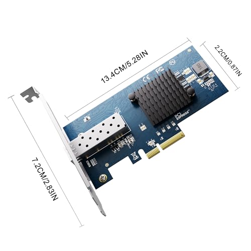Image of 10Gb PCIe NIC, Intel 82599EN, SFP+ Port, X520-DA1 Compatible, PCIe X4 /X8, Low Profile, Supports Windows Server /Linux /VMware ESXi /Proxmox /TrueNAS
