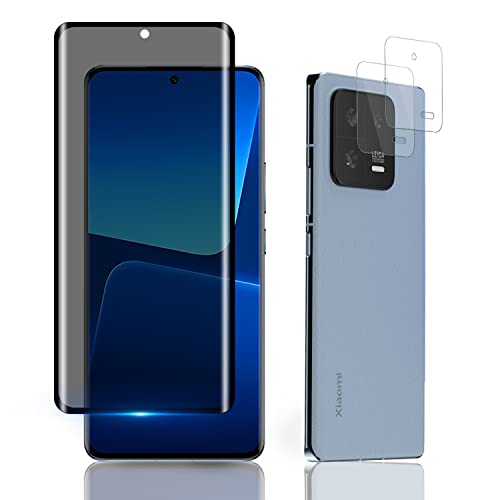 AiMok Verre Trempé Anti-Espion Compatible avec Xiaomi 13 Pro, [1+2 Pièces] Caméra Lens Verre Trempé [9H Dureté ] [Anti-Rayures] [Sans Bulles] Privacy Protecteur D'écran pour Xiaomi 13 Pro Cover