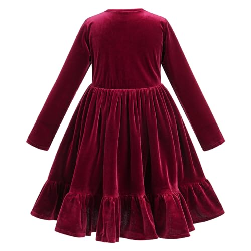 IDOPIP Baby Girl Toddler Velvet Dress Ruffle Long Sleeve Christmas Party Wedding Birthday Holiday Dresses Winter Fall Clothes2