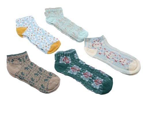 Image of YYaaloa Low Cut Athletic cute Socks with Cute Vintage Embroidered Floral breathable Casual socks for Women Girl