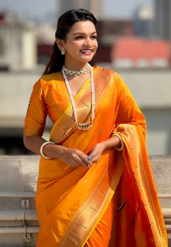 Image of SGF11 Women's Kanjivaram Paithani Silk Saree With Unstitched Blouse Piece