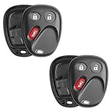 KeylessOption Keyless Entry Remote Car Key Fob Alarm Cover Shell Case Button Pad Repair For Chevy GMC Cadillac (Pack of 2)