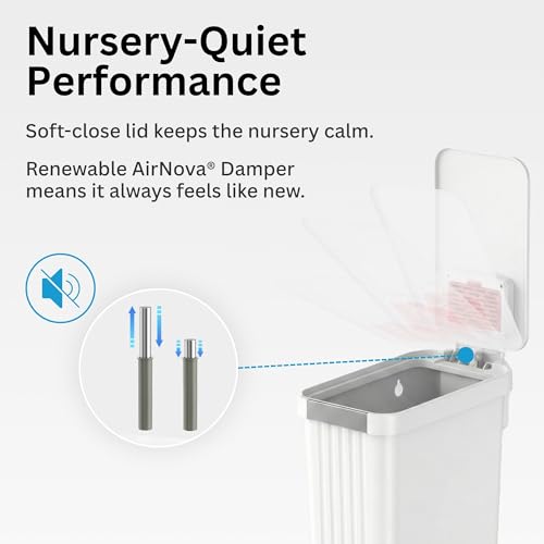 Image of Patented 13 Gallon Step Diaper Pail, Fits Kitchen Bags, Odor Filter, 50L Baby Trash Can, 135 Diaper Capacity, No Refills Needed, for Nursery Diapers & Adult Incontinence Underwear, Matte White