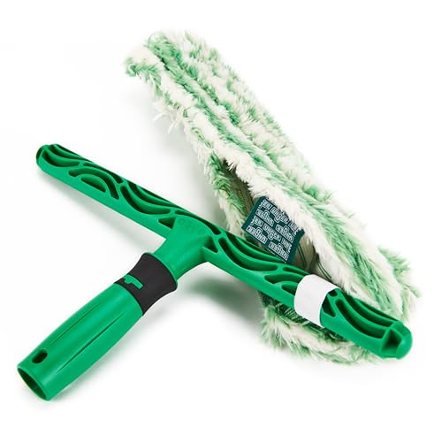 Image of Unger Commercial Monsoon Plus StripWasher Sleeve with Scrub Pad (Case of 10), 14 inch (35 cm), Green /White - Heavy-Duty Window Washing Sleeve with Extra-Long Fibers MS350