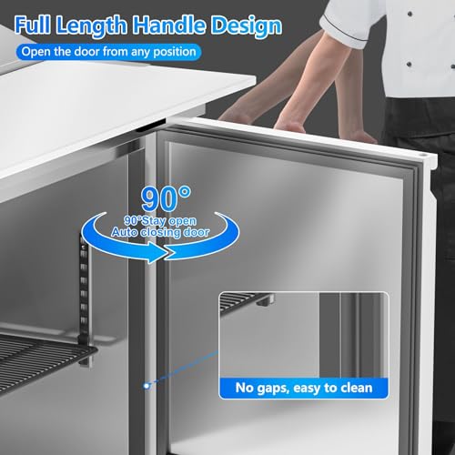 Image of Rockitch 29 inch W Commercial Sandwich Prep Table Refrigerator, 7.6 Cu.ft Stainless Steel Mega Top Sandwich Prep Table with 12 Pans, Single Door Salad Prep Station for Restaurant Food Prep, ETL Approved