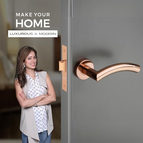 Image of LAPO Privacy Lock Set for Bathroom | 45x45mm Lock Body | Brass Latch | Suitable for 30-50mm Door | Non-Keyed Operation | Rose Gold Finish | Dual Side Support | Quick Fitting | 3 Year Warranty | CMH-5T