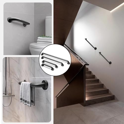 Shower Grab Bar, 2 Pack 32 Inch Gray Bathroom Grab Bar, 1.25" Diameter 304 Stainless Steel Anti-Slip Grab Bars for Bathtubs and Showers, Handicap Shower Grab Bar for Seniors Elderly